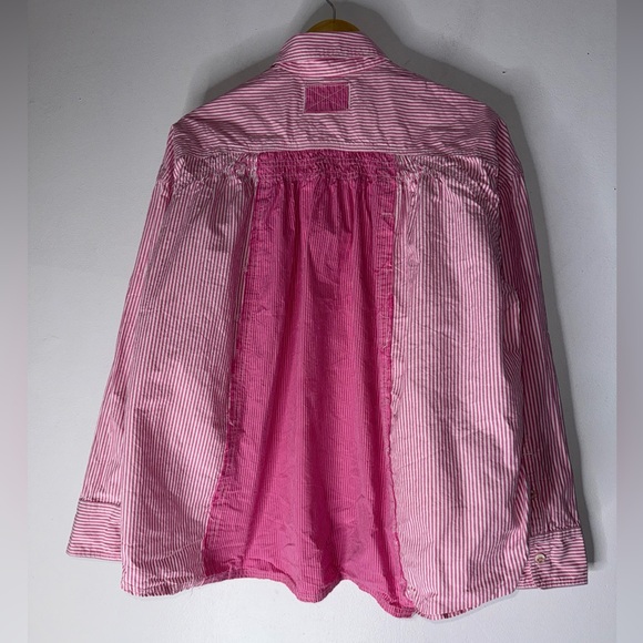 We The Free Pink Stripe Cotton Collar Button Up Smocking Small - Picture 2 of 7